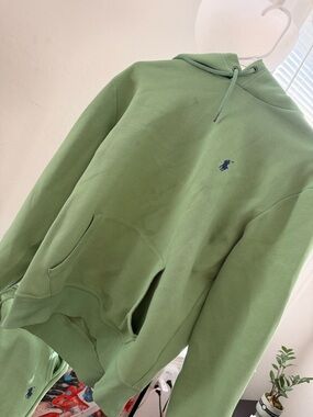 Polo by Ralph Lauren Light Green Pullover Hoodie with Navy Label